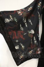 画像3: Qutie Frash / ファー付き和柄オフショル着物カーデ  ブラック O-26-09-14-075-QU-TO-IG-OS (3)