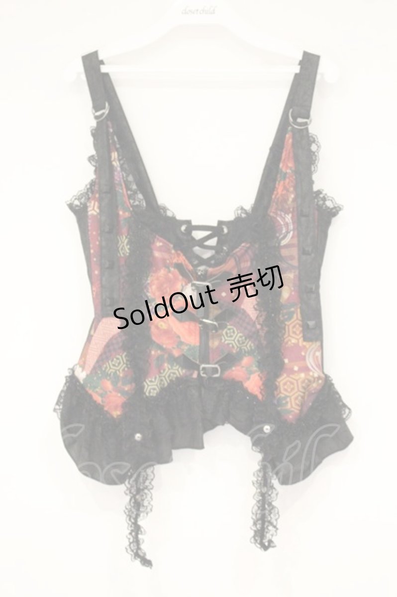 画像1: Qutie Frash / コルセットホルターベスト  レッド×ブラック O-26-09-14-082-QU-TO-IG-OS (1)