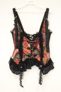 コルセット風 ベスト ジレ QutieFrash 【送料込】 Qutie Frash / コルセットホルターベスト レッド×ブラック O-26-09-14