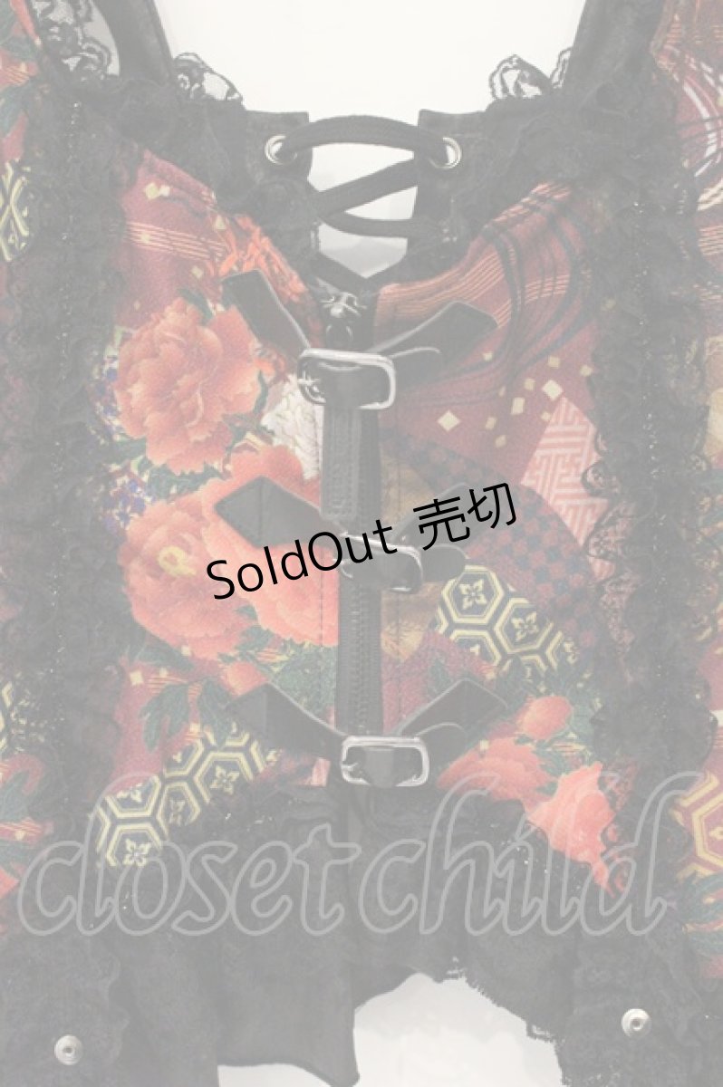 画像2: Qutie Frash / コルセットホルターベスト  レッド×ブラック O-26-09-14-082-QU-TO-IG-OS (2)