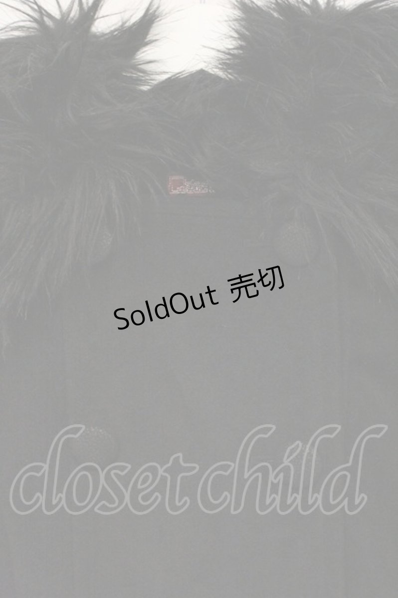 画像2: Qutie Frash / ファーカラー着物袖フィッシュテールコート  ブラック O-26-09-14-083-QU-CO-IG-OS (2)