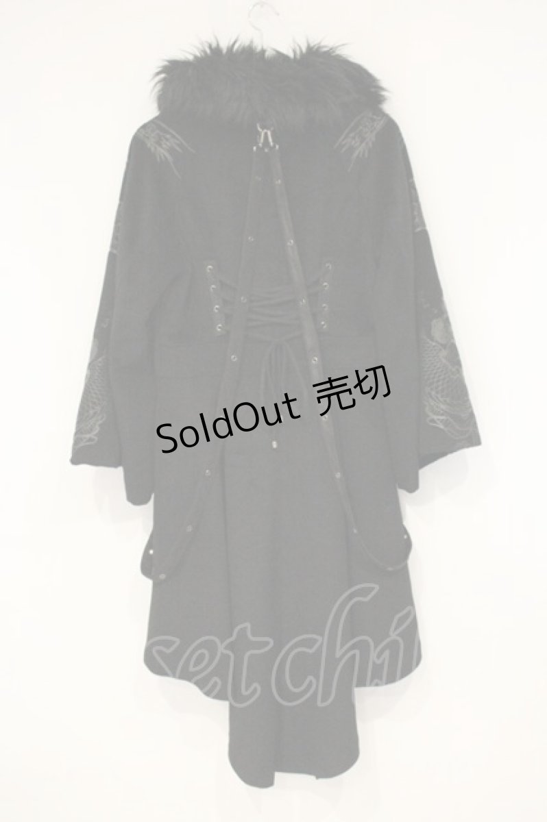 画像5: Qutie Frash / ファーカラー着物袖フィッシュテールコート  ブラック O-26-09-14-083-QU-CO-IG-OS (5)