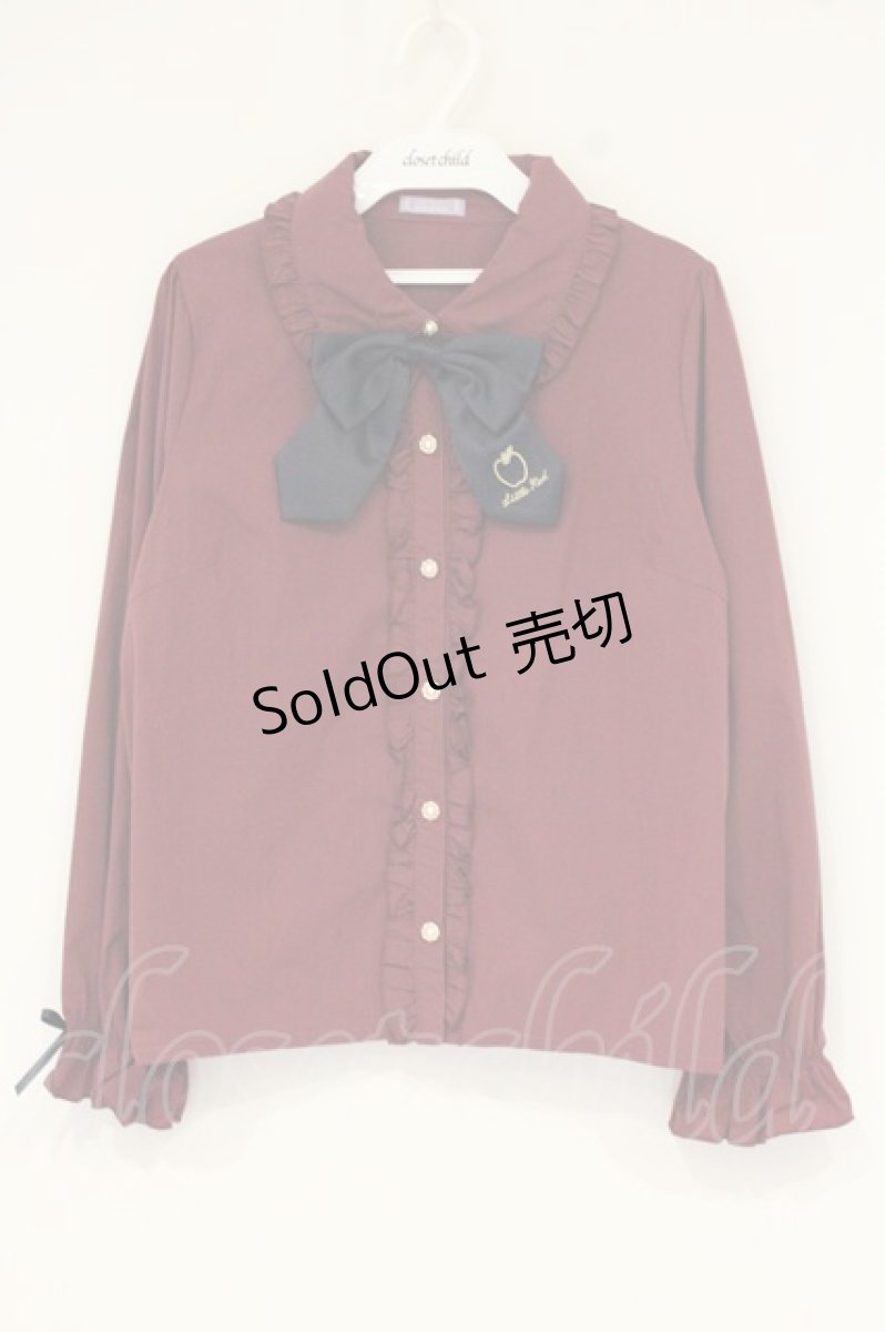 画像1: axes femme kawaii / りんご刺繍ブラウス M ワイン O-26-09-14-2037-AX-BL-OW-OS (1)