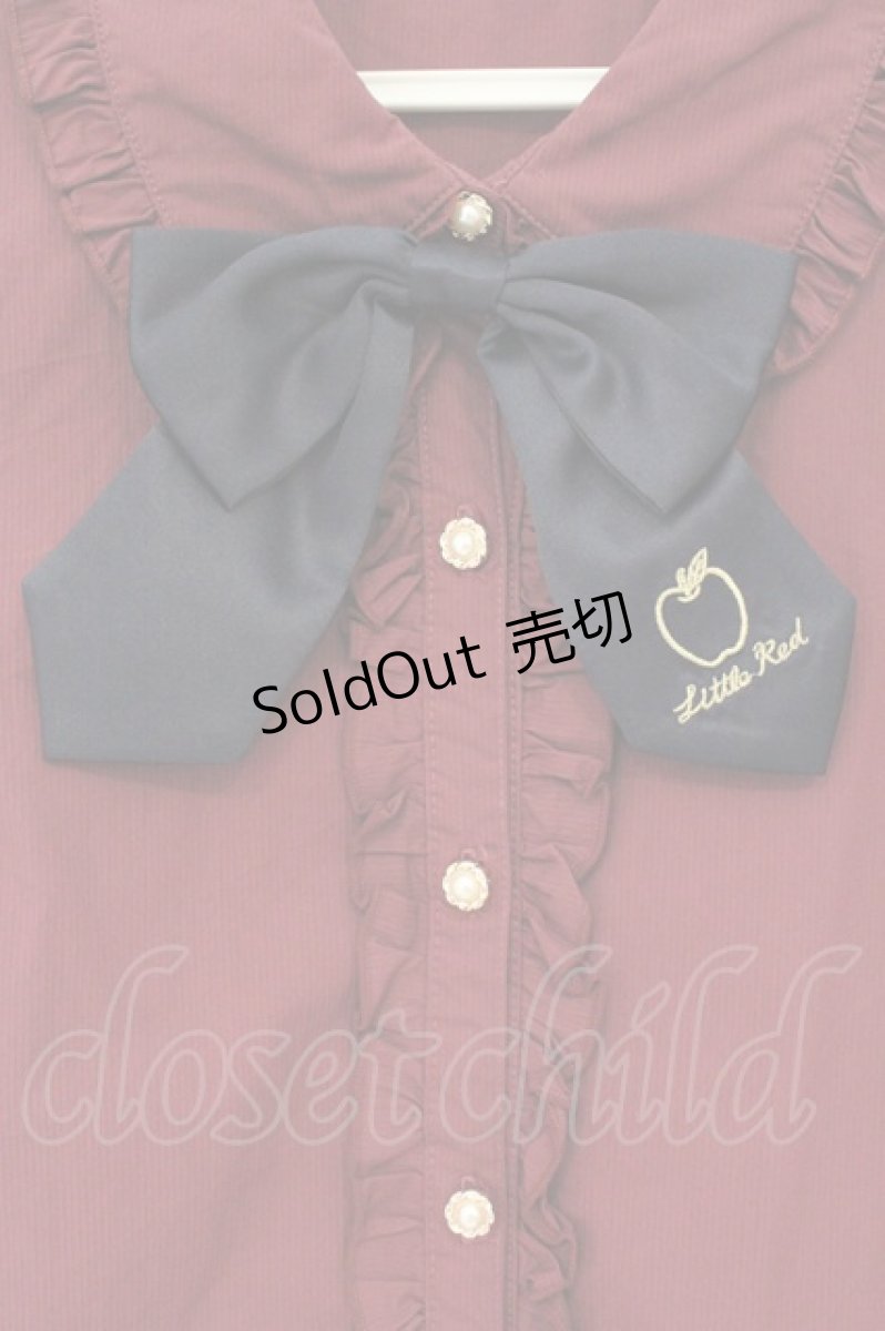 画像2: axes femme kawaii / りんご刺繍ブラウス M ワイン O-26-09-14-2037-AX-BL-OW-OS (2)