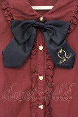画像2: axes femme kawaii / りんご刺繍ブラウス M ワイン O-26-09-14-2037-AX-BL-OW-OS (2)