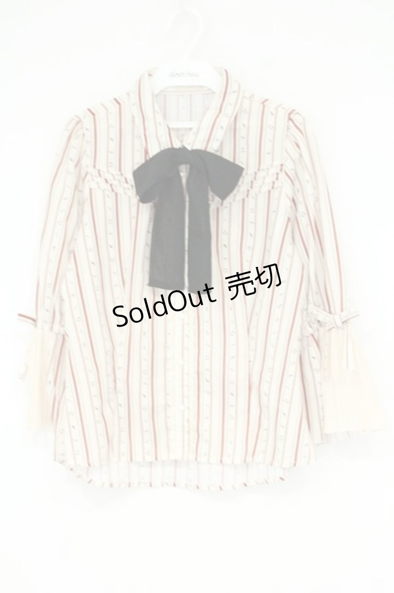 画像1: axes femme POETIQUE / 音符レジメストライプブラウス M キナリ O-26-09-14-2043-AX-BL-OW-OS (1)