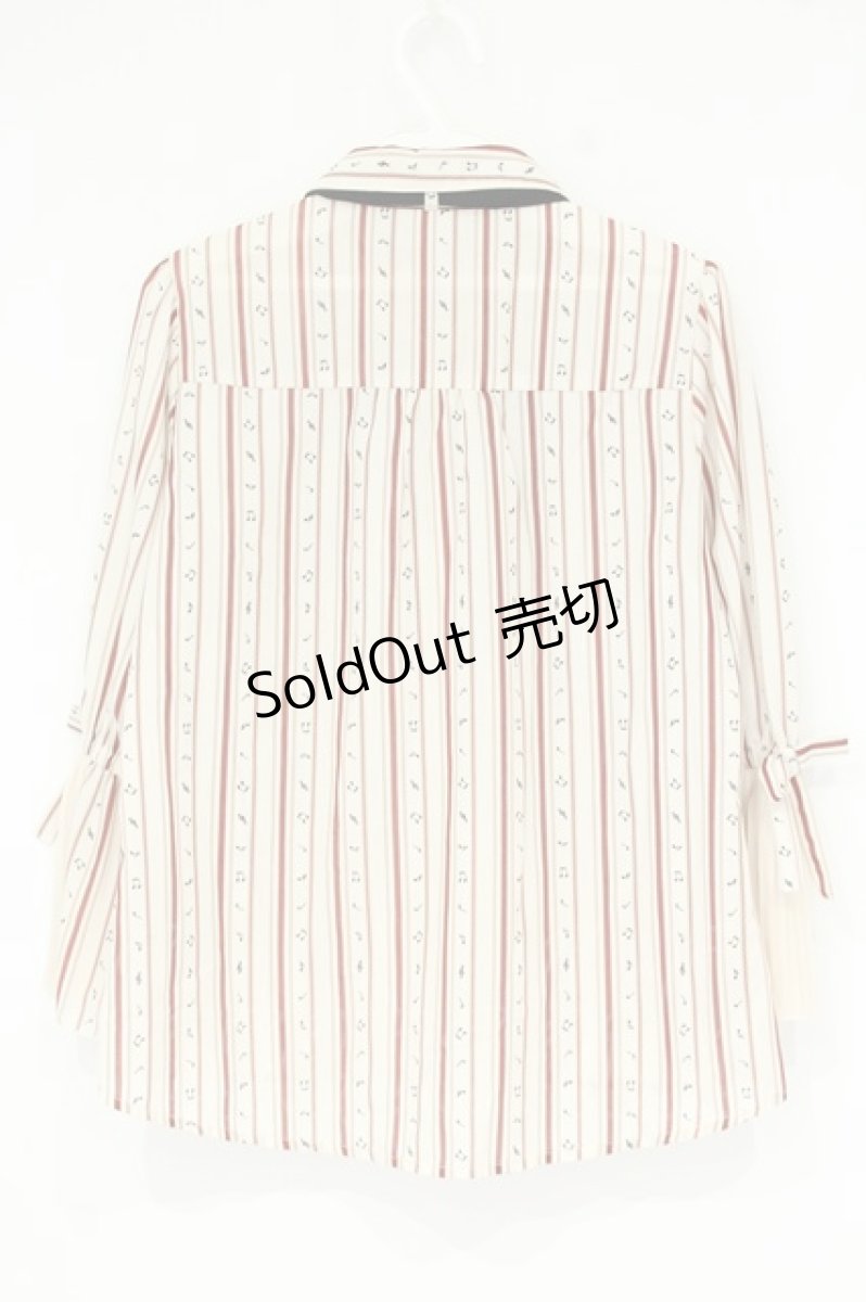 画像4: axes femme POETIQUE / 音符レジメストライプブラウス M キナリ O-26-09-14-2043-AX-BL-OW-OS (4)