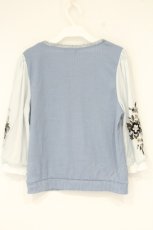 画像3: axes femme / 花刺繍チュール袖七分袖プルオーバー F サックス O-26-09-14-2044-AX-TO-OW-OS (3)