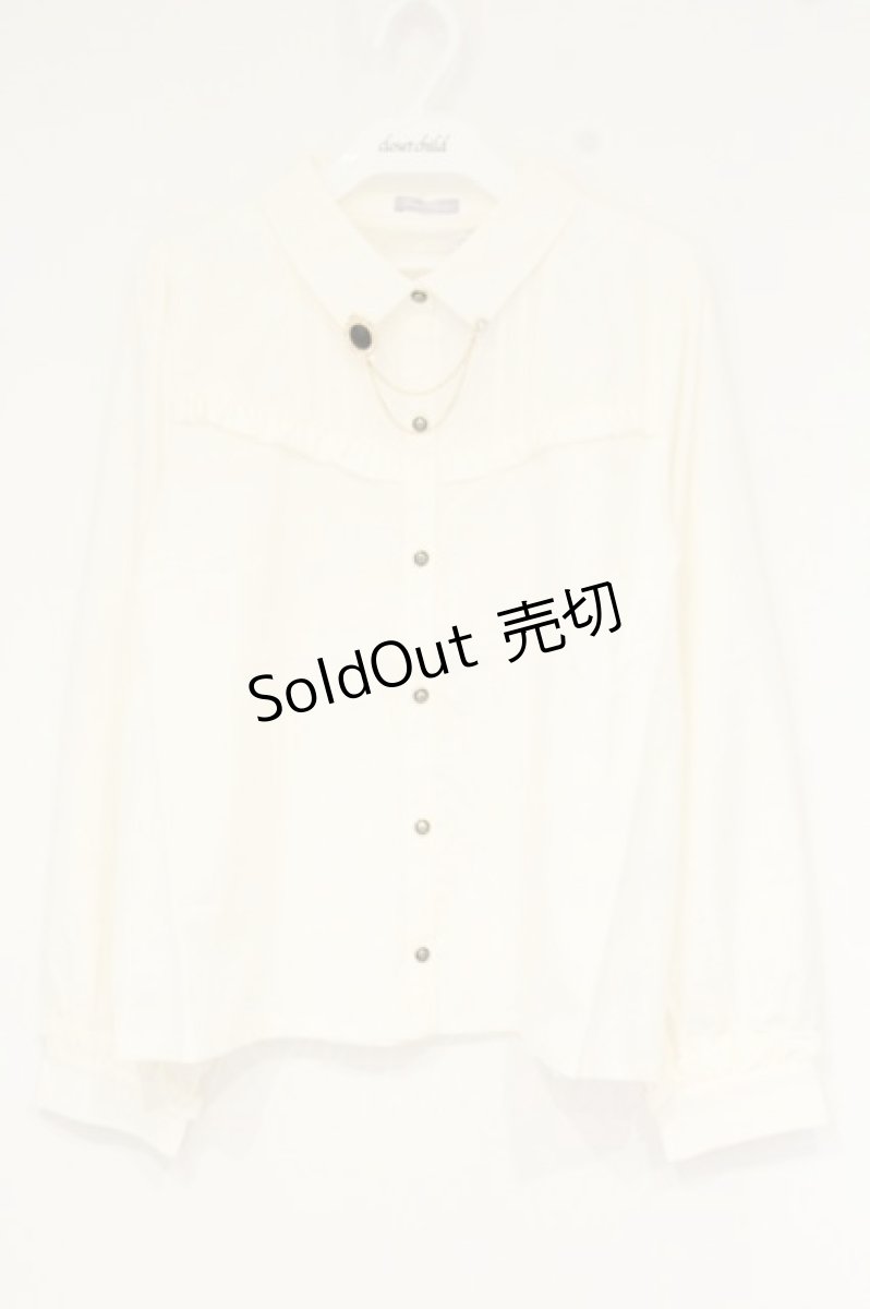 画像1: axes femme POETIQUE / チェーンブローチ付長袖ブラウス M キナリ O-26-09-14-2049-AX-BL-OW-OS (1)