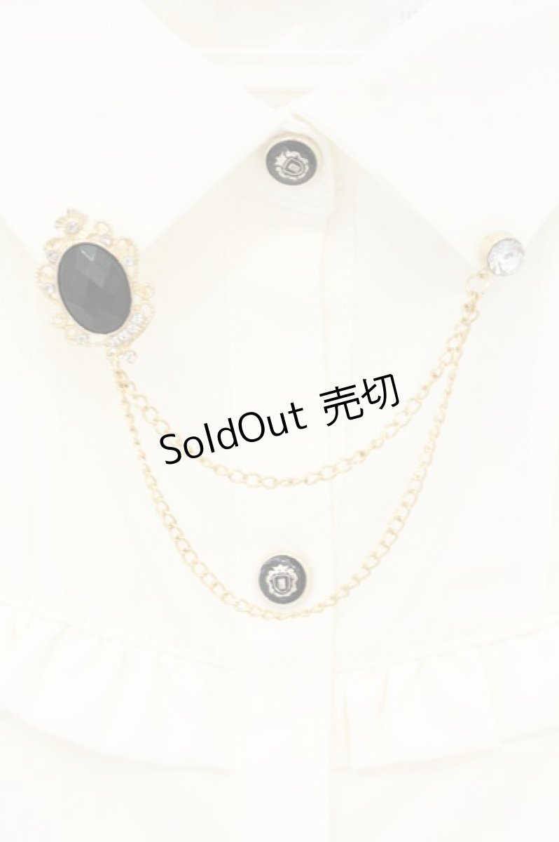 画像2: axes femme POETIQUE / チェーンブローチ付長袖ブラウス M キナリ O-26-09-14-2049-AX-BL-OW-OS (2)