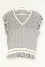 画像1: axes femme POETIQUE / Vネックニットノースリーブトップス M グレー O-26-09-14-2050-AX-TO-OW-OS (1)