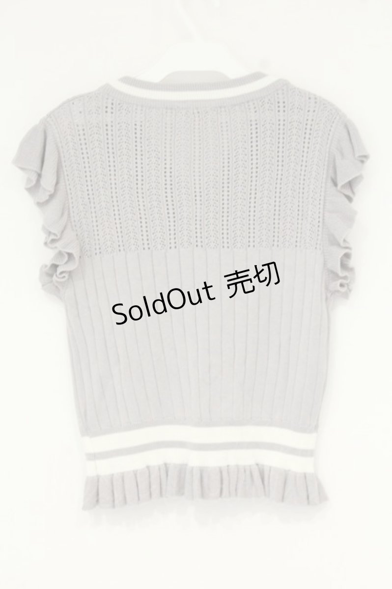 画像3: axes femme POETIQUE / Vネックニットノースリーブトップス M グレー O-26-09-14-2050-AX-TO-OW-OS (3)
