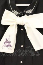画像2: axes femme / バラブーケ刺繍リボンブラウス M クロ O-26-09-14-2058-AX-BL-OW-OS (2)