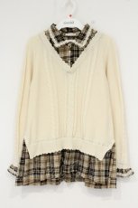 画像1: axes femme / ケーブルニットドッキングシャツ M ブラウン×ベージュ O-26-09-14-2061-AX-TO-OW-OS (1)