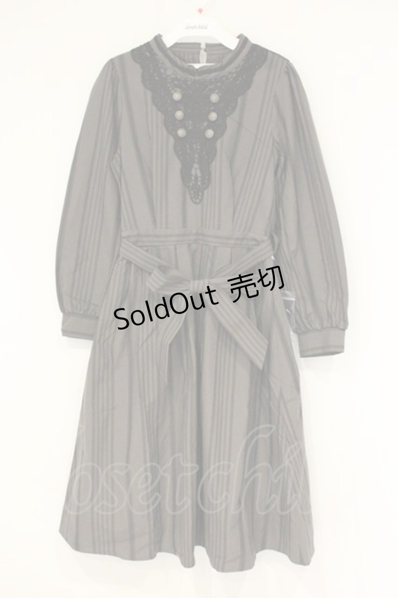 画像1: axes femme / ナポレオン風ハイネックワンピース M チャコール O-26-09-14-2065-AX-OP-OW-OS (1)