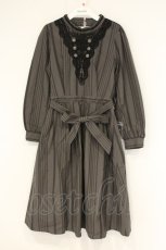 画像1: axes femme / ナポレオン風ハイネックワンピース M チャコール O-26-09-14-2065-AX-OP-OW-OS (1)