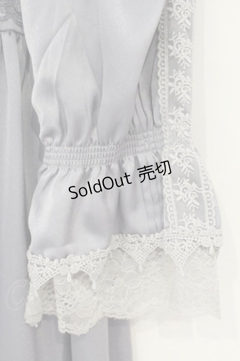 画像3: axes femme / ラインレース使ティアードワンピース F サックス O-26-09-14-2072-AX-OP-OW-OS (3)