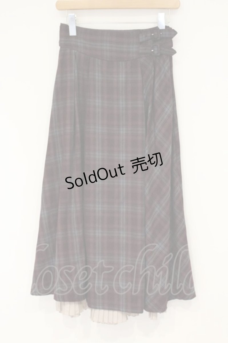 画像1: axes femme / ベルト付チェック柄ロングスカート F ワイン O-26-09-14-2120-AX-SK-OW-OS (1)