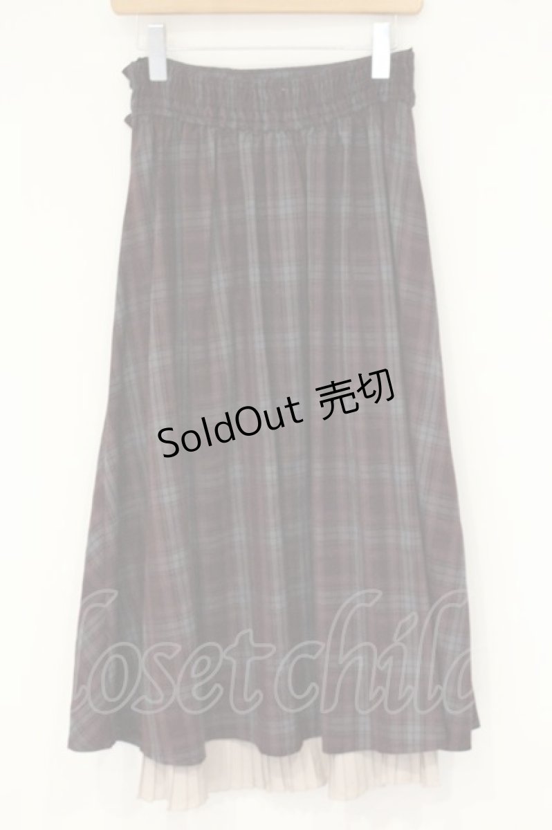 画像3: axes femme / ベルト付チェック柄ロングスカート F ワイン O-26-09-14-2120-AX-SK-OW-OS (3)