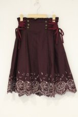画像1: axes femme POETIQUE / 楽器スカラップ刺繍スカート M ワイン O-26-09-14-2013-AX-SK-OW-OS (1)
