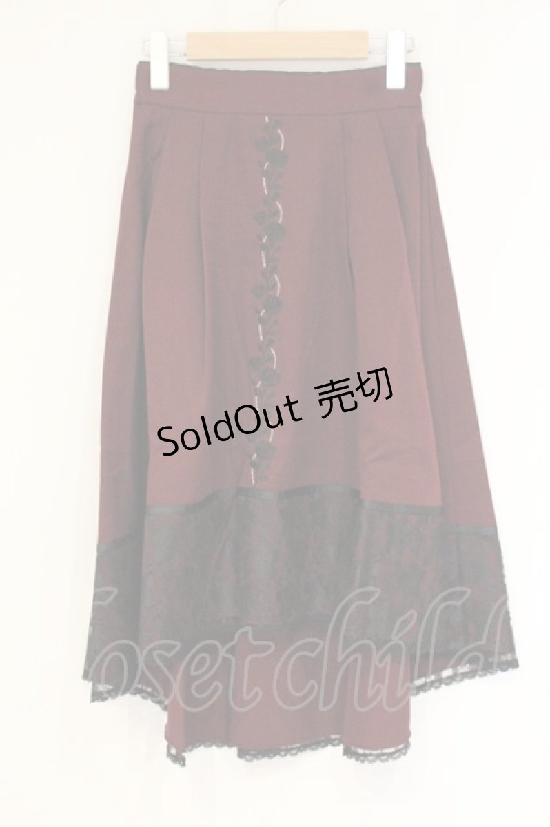 画像1: axes femme / 薔薇刺繍バイカラースカート F ワイン O-26-09-14-2024-AX-SK-OW-OS (1)