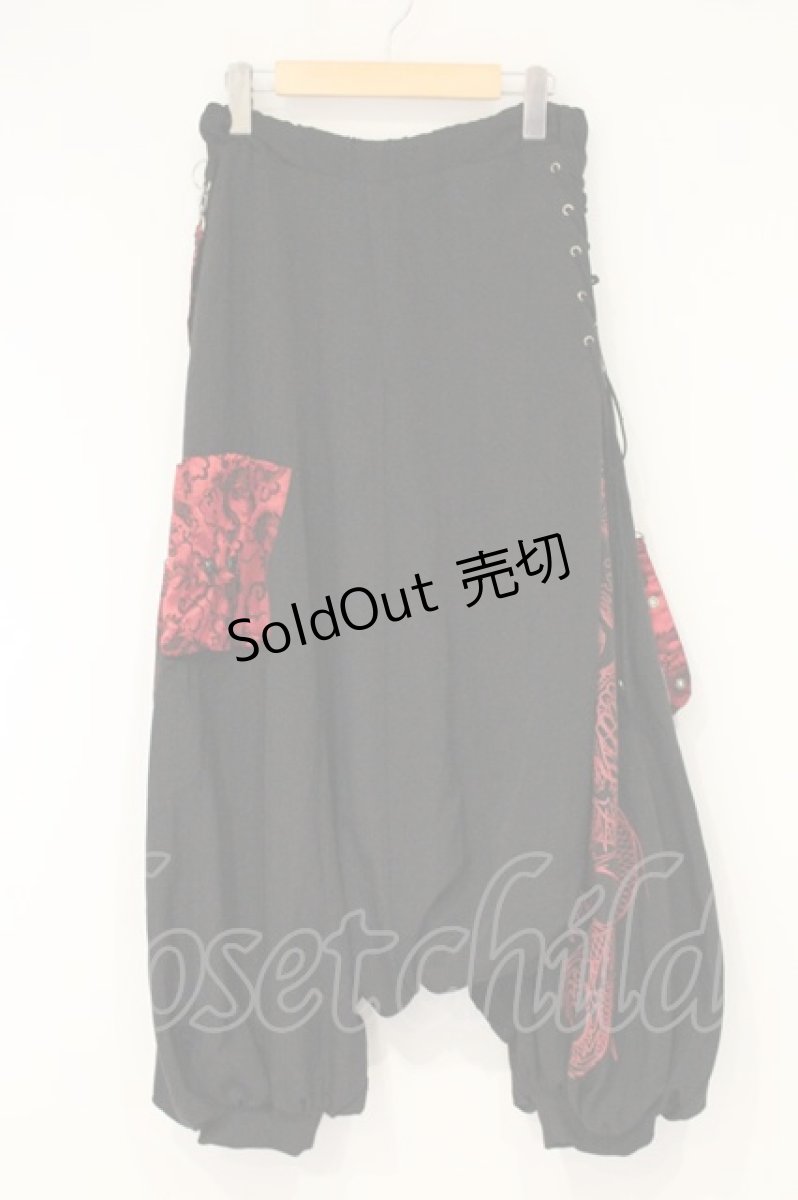 画像1: Qutie Frash / レースアップサルエルパンツ  ブラック×レッド O-26-09-14-091-QU-PA-IG-OS (1)