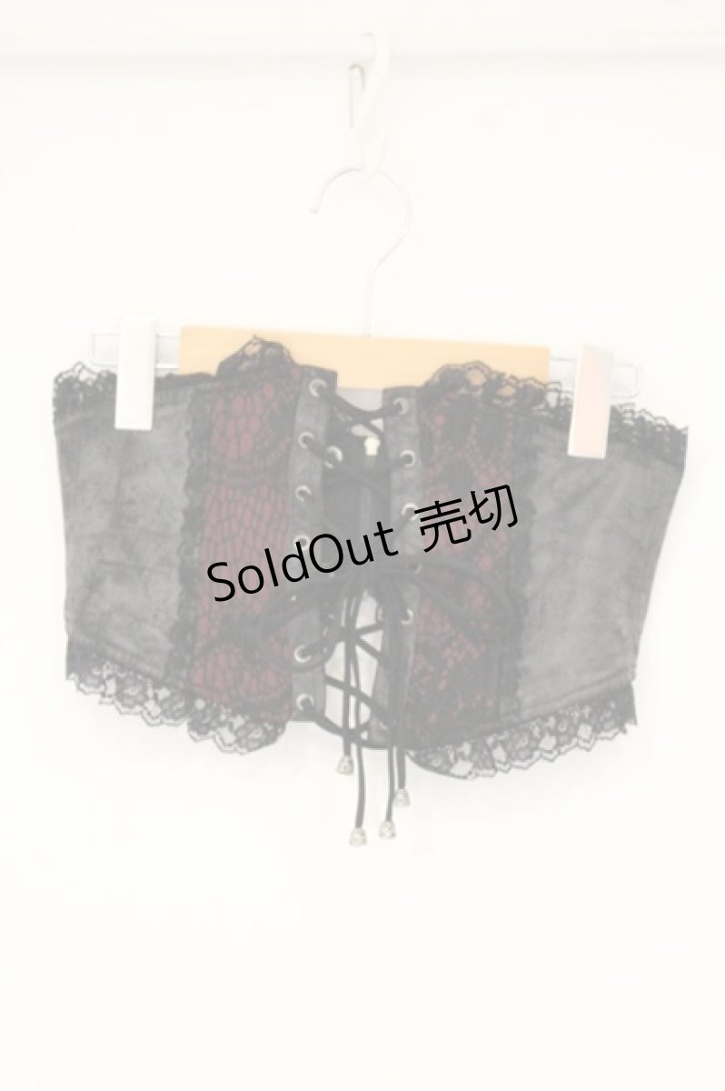 画像1: Qutie Frash / 蜘蛛の巣レース切替コルセット  ブラック×レッド O-26-09-14-109-QU-ZA-IG-OS (1)