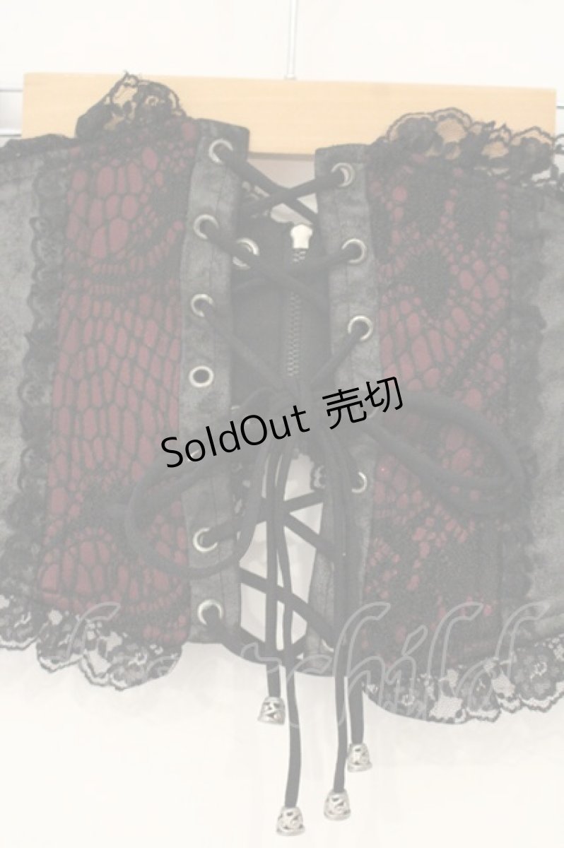 画像2: Qutie Frash / 蜘蛛の巣レース切替コルセット  ブラック×レッド O-26-09-14-109-QU-ZA-IG-OS (2)