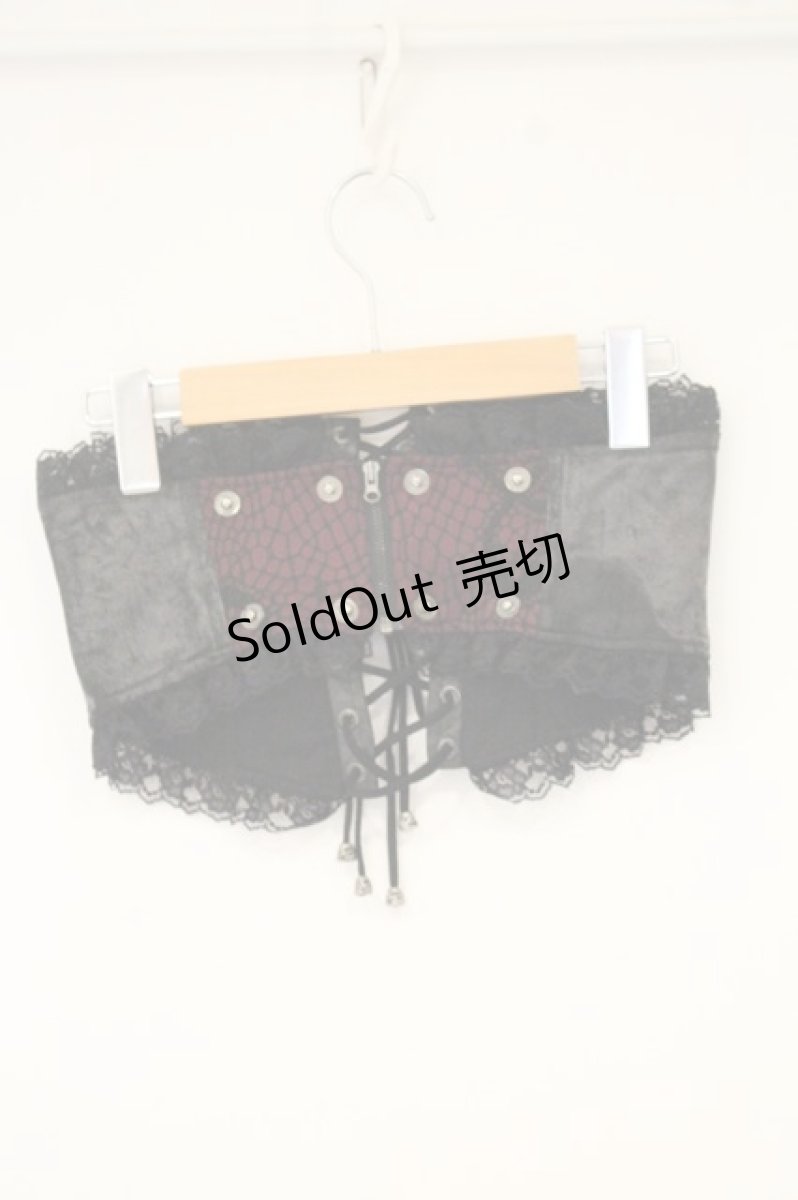 画像3: Qutie Frash / 蜘蛛の巣レース切替コルセット  ブラック×レッド O-26-09-14-109-QU-ZA-IG-OS (3)