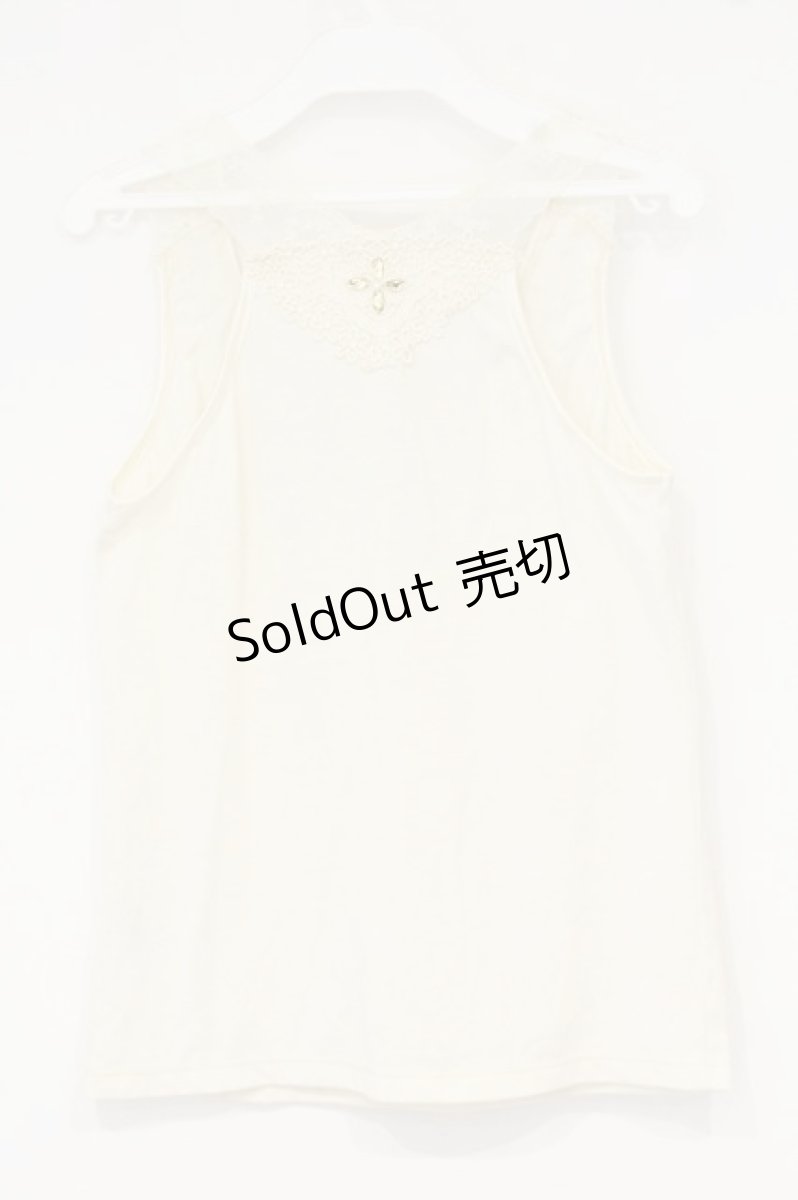 画像3: axes femme / ビジュー×レースタンクトップ M キナリ O-26-09-14-027-AX-TO-OW-OS (3)