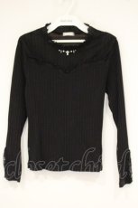 画像1: axes femme / 袖モチーフレースプルオーバー M クロ O-26-09-14-031-AX-TO-OW-OS (1)