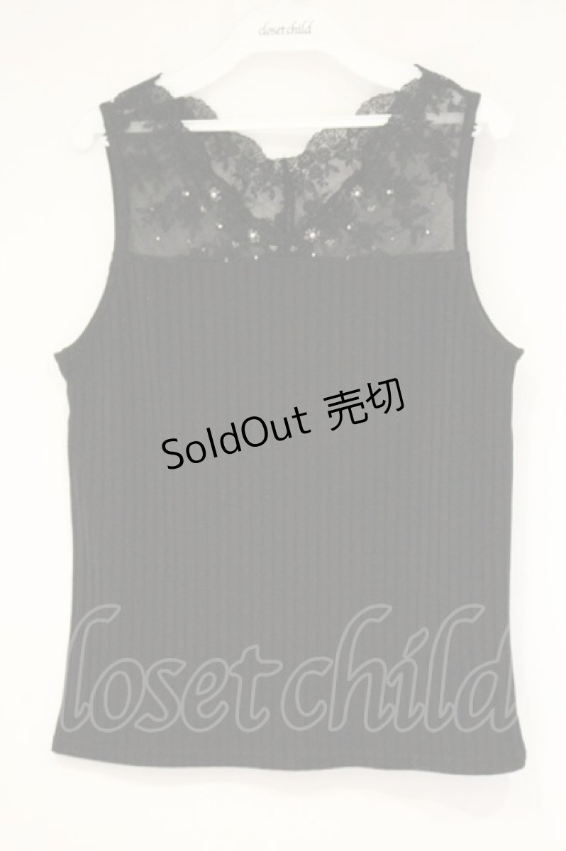画像1: axes femme / 繊細レースタンクトップ M クロ O-26-09-14-032-AX-TO-OW-OS (1)