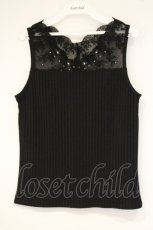 画像1: axes femme / 繊細レースタンクトップ M クロ O-26-09-14-032-AX-TO-OW-OS (1)