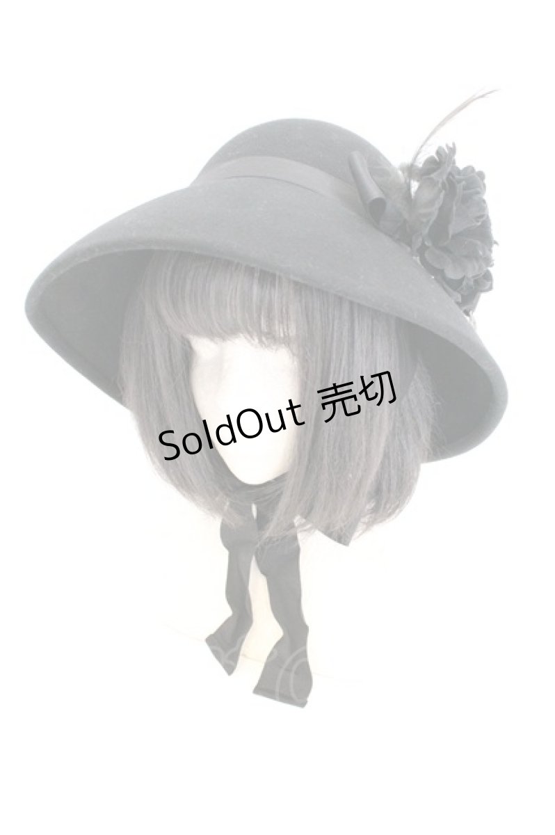 画像1: Moi-meme-Moitie / ローズコサージュハット  ブラック×ブラックコサージュ O-26-09-15-001-MO-AC-OW-OS (1)