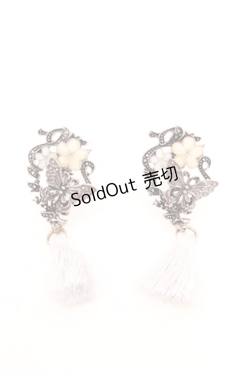 画像1: axes femme / 蝶×タッセルイヤリング  シルバー×シロ O-26-09-15-011-AX-AC-IG-OS (1)