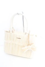 画像1: axes femme / チュールレイヤード雑材バッグ 25×18.5×9.5cm アイボリー O-26-09-15-025-AX-BG-IG-OS (1)