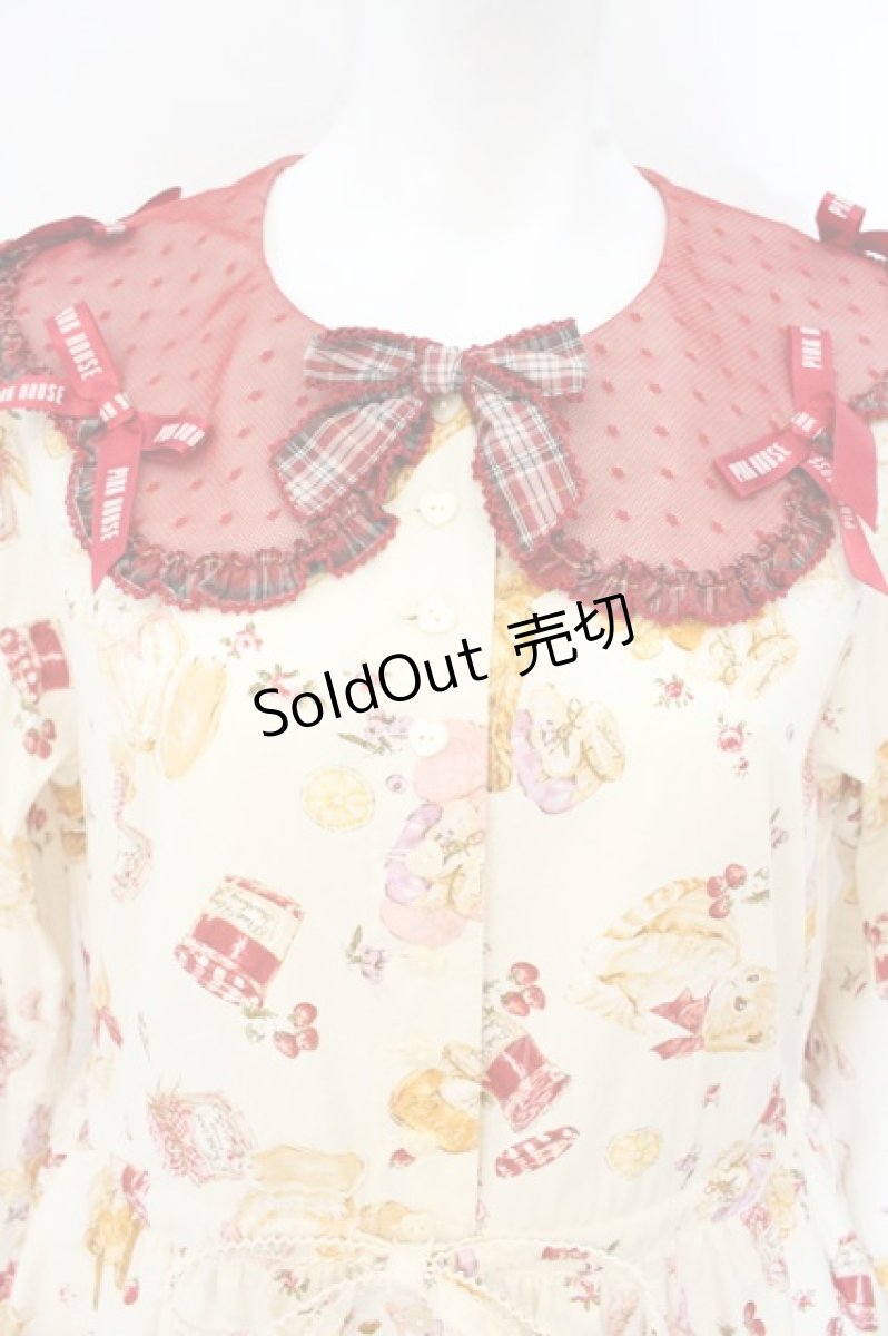 画像2: PINK HOUSE / Animal Happy Jamプリントワンピース  生成り×アカ O-26-09-16-051-LO-OP-IG-OS (2)