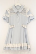 画像1: DearMyLove / デコルテレースジャージワンピ LL サックス O-26-09-16-056-GO-OP-OW-OS (1)
