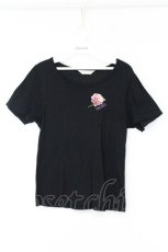 画像1: PINK HOUSE / ロゴフラワー刺繍半袖カットソー 3(M) クロ O-26-09-16-072-LO-TO-OW-OS (1)