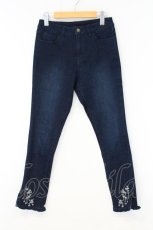 画像1: axes femme / 雪刺繍裏起毛デニムパンツ L インディゴ O-26-09-16-073-AX-PA-OW-OS (1)
