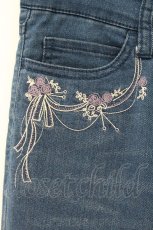 画像2: axes femme / ソーイング刺繍デニムパギンス M ブルー O-26-09-16-074-AX-PA-OW-OS (2)
