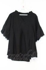 画像1: axes femme / 袖レーススキッパーシャツ F クロ O-26-09-16-082-AX-TO-OW-OS (1)