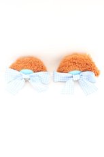 画像1: CHIP CLIP / 五月アイ/H*サツキアイ2Pモコリボン　くまみみヘアピン  ブラウン×サックス O-26-09-17-016-LO-AC-OW-OS (1)