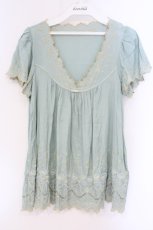 画像1: Cherir la femme / スカラップ刺繍チュニック TM ミント O-26-09-18-014-LO-TO-IG-OS (1)
