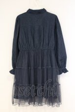 画像3: axes femme / 胸刺繍デニム×チュールワンピース F インディゴ O-26-09-19-027-AX-OP-OW-OS (3)