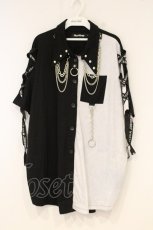 画像1: SEX POT ReVeNGe / LACE UP DESIGN BIG シャツ  ブラック×ホワイト O-26-09-19-040-SP-TO-IG-OS (1)
