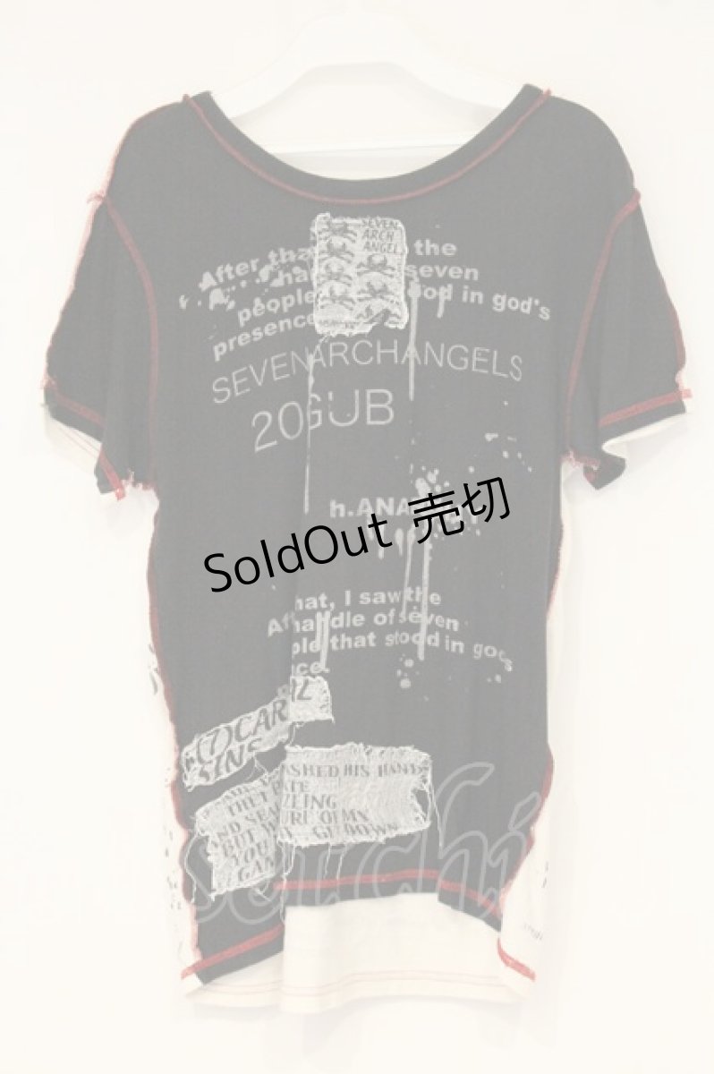 画像3: h.ANARCHY / ブロッキングパッチTシャツ  ブラックｘホワイトｘレッド O-26-09-19-066-HN-TS-YM-OS (3)