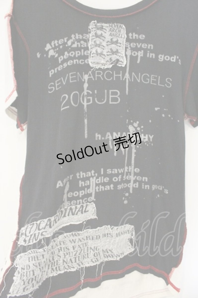 画像4: h.ANARCHY / ブロッキングパッチTシャツ  ブラックｘホワイトｘレッド O-26-09-19-066-HN-TS-YM-OS (4)