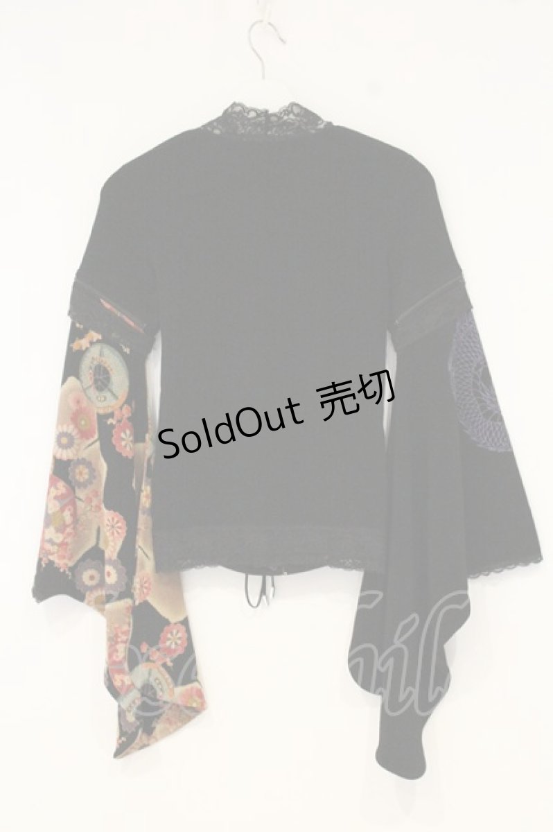 画像5: Qutie Frash / 2WAY振袖ちりめんトップス  ブラックｘオレンジ O-26-09-19-074-QU-TO-YM-OS (5)