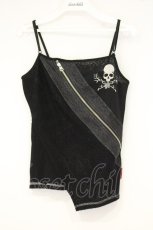 画像1: Ozz On / スカル刺繍メッシュコンビキャミソール  ブラック O-26-09-19-090-OO-TO-YM-OS (1)
